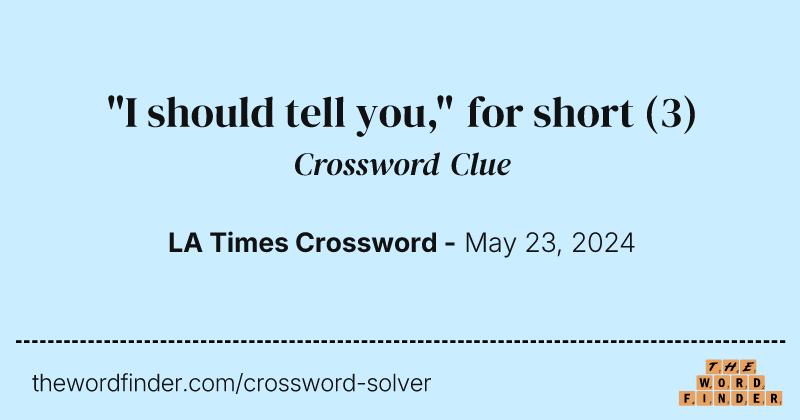 "I should tell you," for short crossword clue image