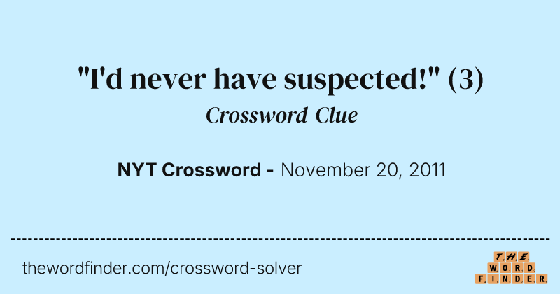 "I'd never have suspected!" crossword clue image