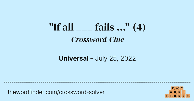 "If all ___ fails ..." crossword clue image