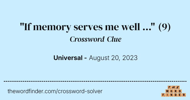 "If memory serves me well ..." crossword clue image