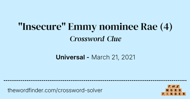 "Insecure" Emmy nominee Rae crossword clue image