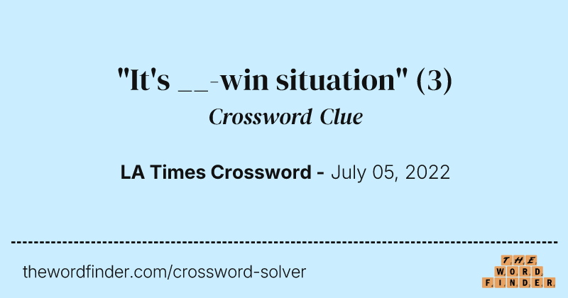 "It's __-win situation" crossword clue image