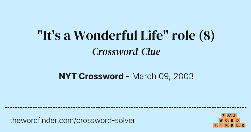 "It's a Wonderful Life" role crossword clue image