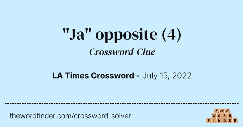 "Ja" opposite crossword clue image