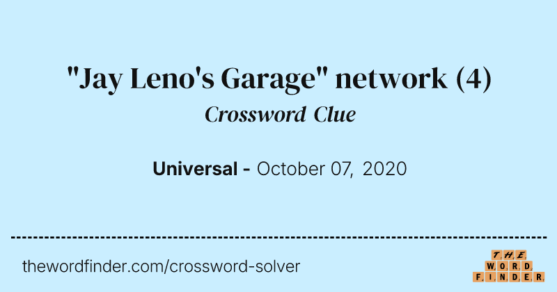 "Jay Leno's Garage" network crossword clue image