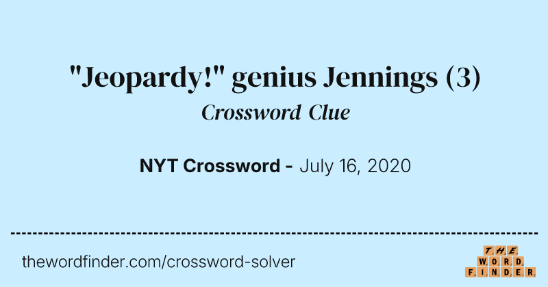 "Jeopardy!" genius Jennings crossword clue image