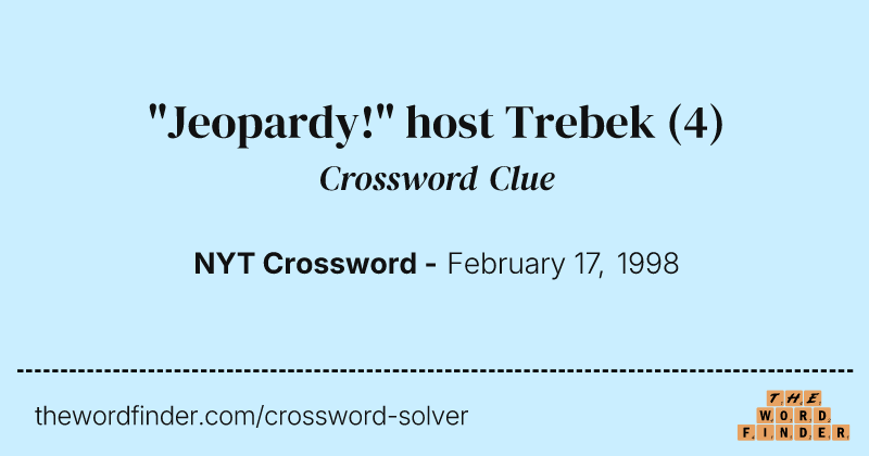 "Jeopardy!" host Trebek crossword clue image