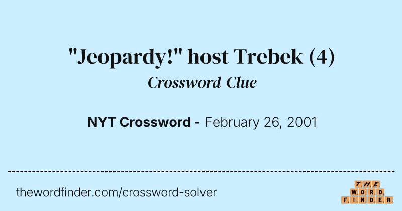 "Jeopardy!" host Trebek crossword clue image