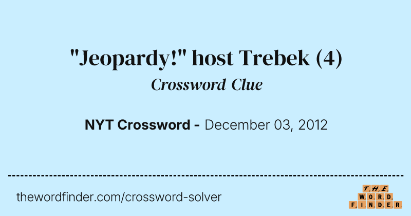 "Jeopardy!" host Trebek crossword clue image