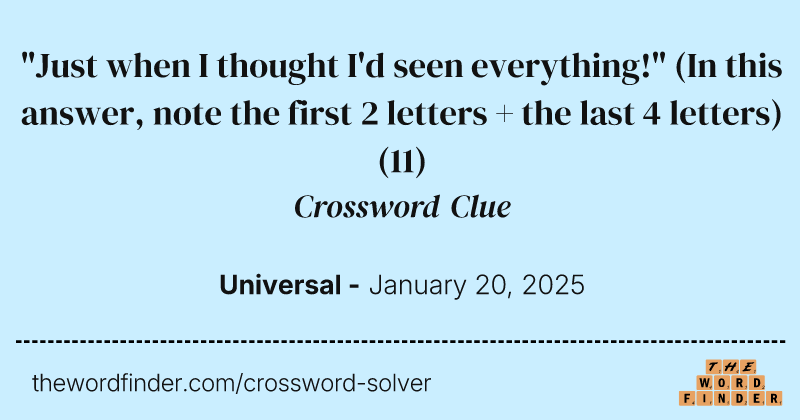 "Just when I thought I'd seen everything!" (In this answer, note the first 2 letters + the last 4 letters) crossword clue image