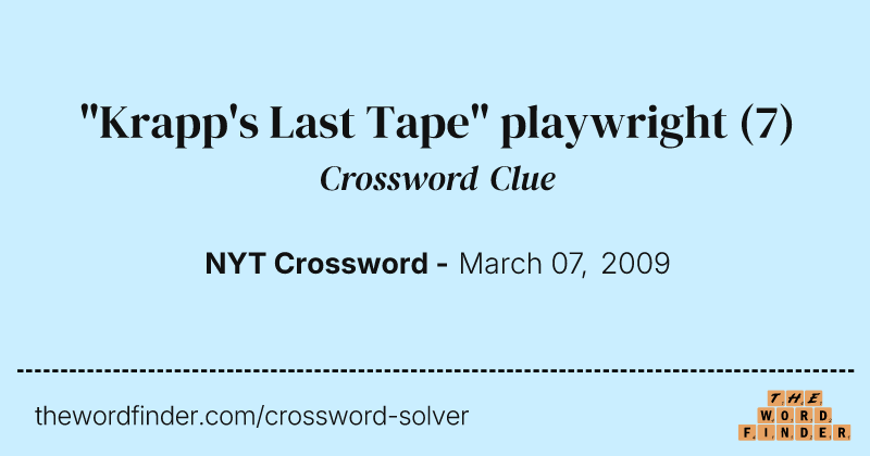 "Krapp's Last Tape" playwright crossword clue image