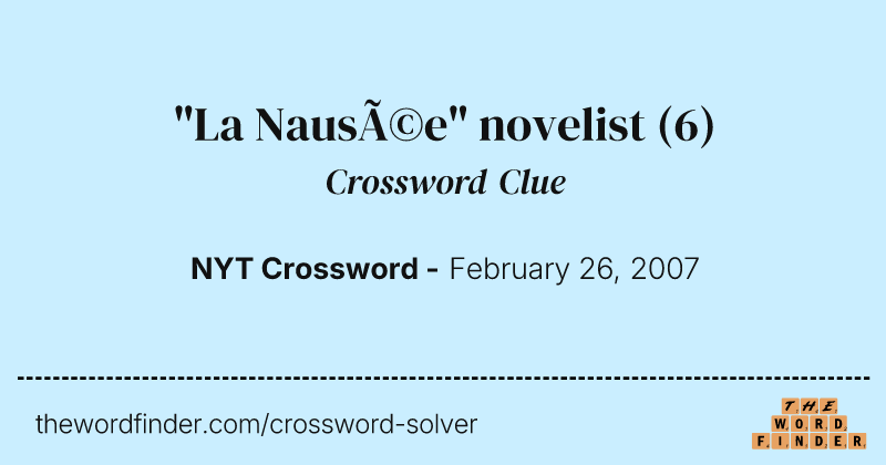 "La Nausée" novelist crossword clue image