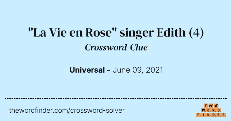 "La Vie en Rose" singer Edith crossword clue image