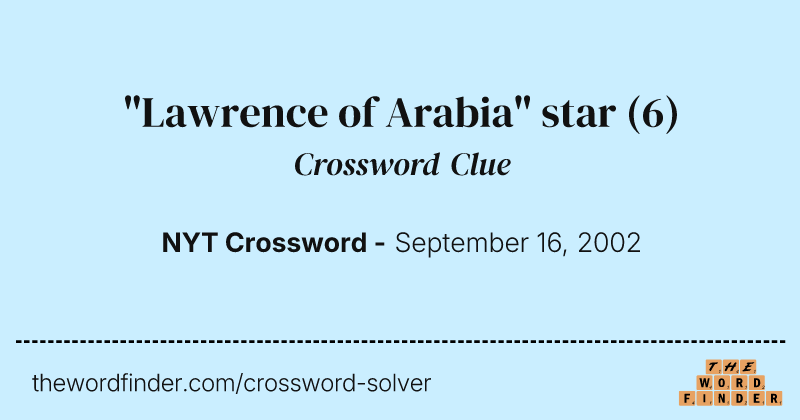 "Lawrence of Arabia" star crossword clue image