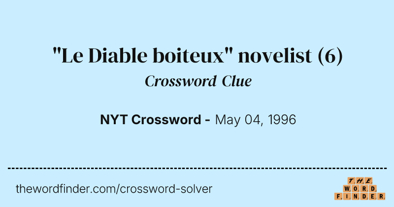 "Le Diable boiteux" novelist crossword clue image