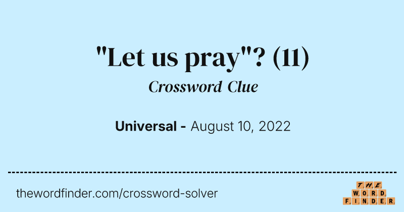 "Let us pray"? crossword clue image