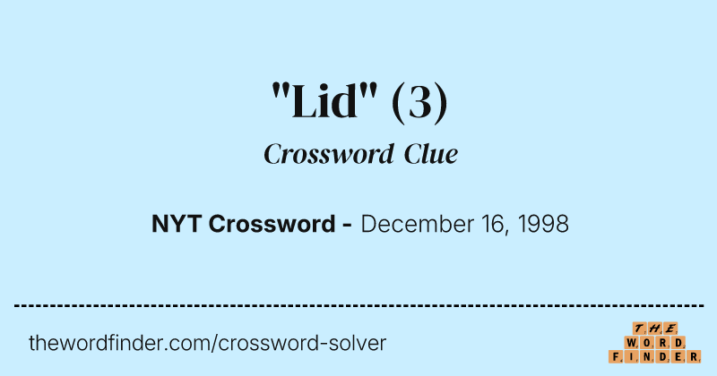 "Lid" crossword clue image