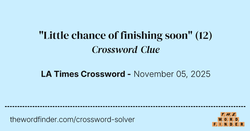 "Little chance of finishing soon" crossword clue image