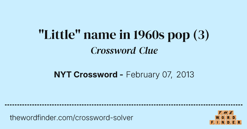 "Little" name in 1960s pop crossword clue image