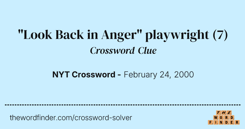 "Look Back in Anger" playwright crossword clue image