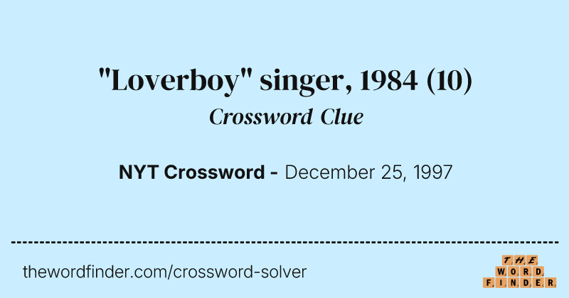 "Loverboy" singer, 1984 crossword clue image