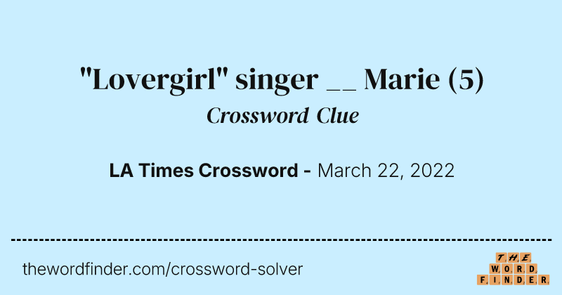"Lovergirl" singer __ Marie crossword clue image