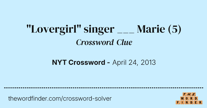 "Lovergirl" singer ___ Marie crossword clue image