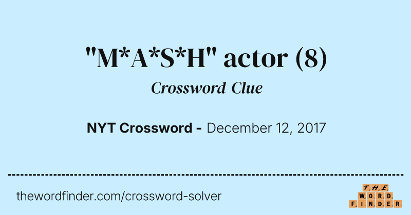 "M*A*S*H" actor crossword clue image