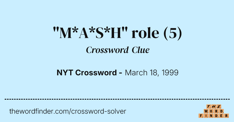 "M*A*S*H" role crossword clue image