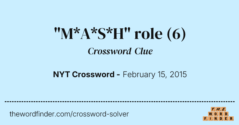 "M*A*S*H" role crossword clue image