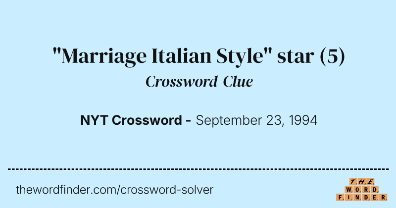"Marriage Italian Style" star crossword clue image