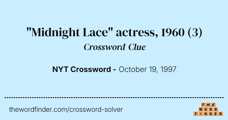 "Midnight Lace" actress, 1960 crossword clue image