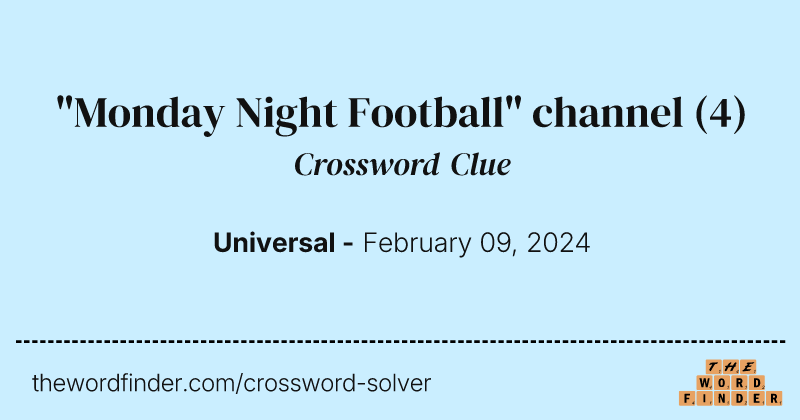 "Monday Night Football" channel crossword clue image