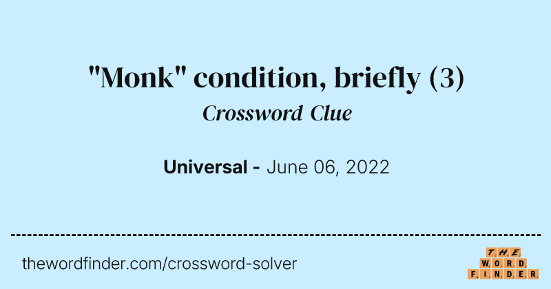 "Monk" condition, briefly crossword clue image