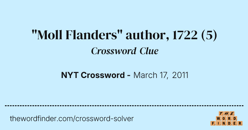 "Moll Flanders" author, 1722 crossword clue image