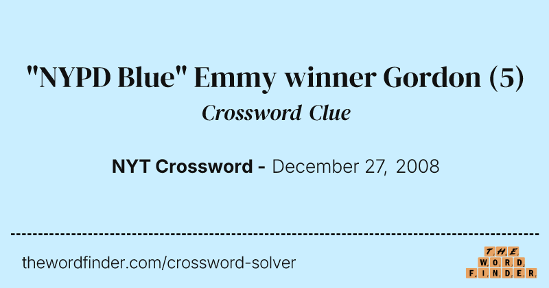 "NYPD Blue" Emmy winner Gordon crossword clue image
