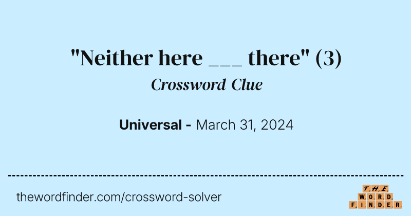"Neither here ___ there" crossword clue image