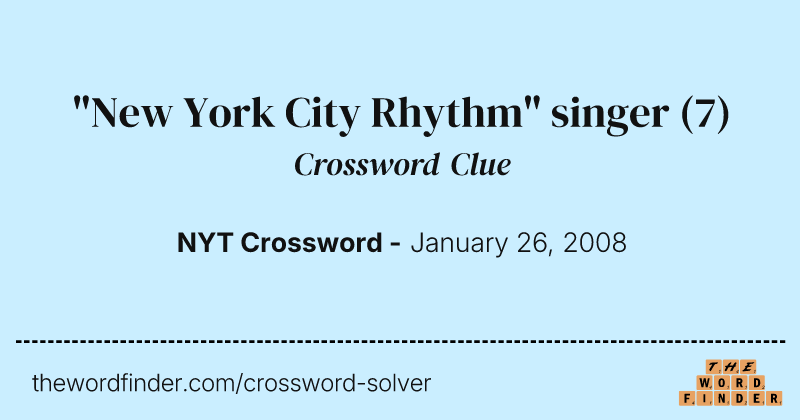 "New York City Rhythm" singer crossword clue image