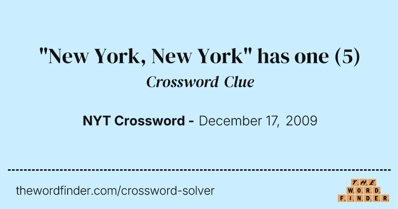"New York, New York" has one crossword clue image