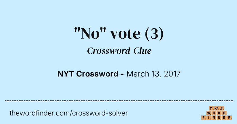 "No" vote crossword clue image