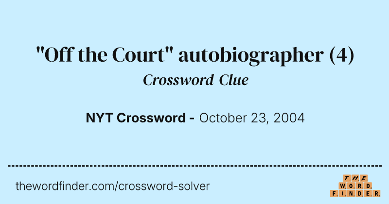 "Off the Court" autobiographer crossword clue image