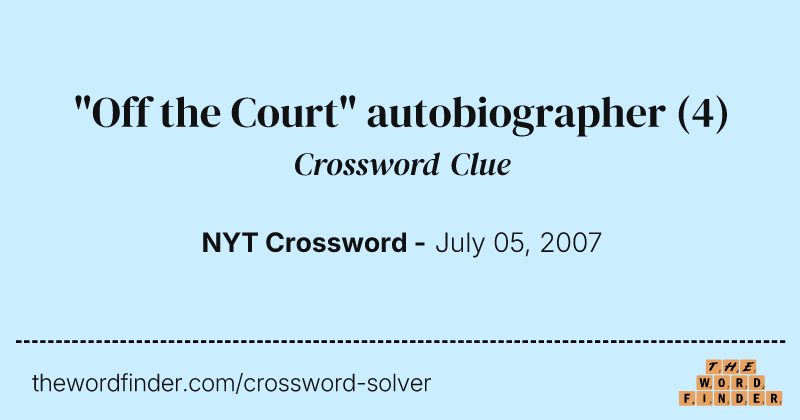 "Off the Court" autobiographer crossword clue image
