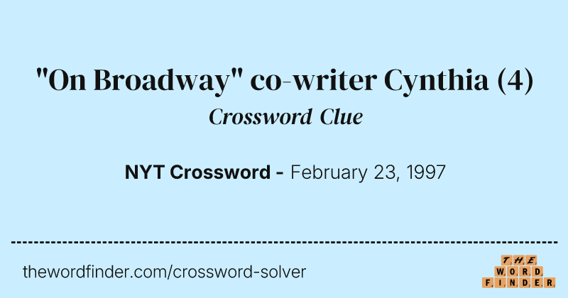 "On Broadway" co-writer Cynthia crossword clue image