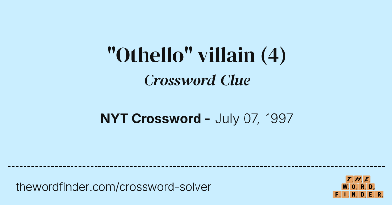 "Othello" villain crossword clue image