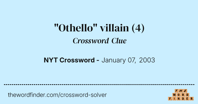 "Othello" villain crossword clue image