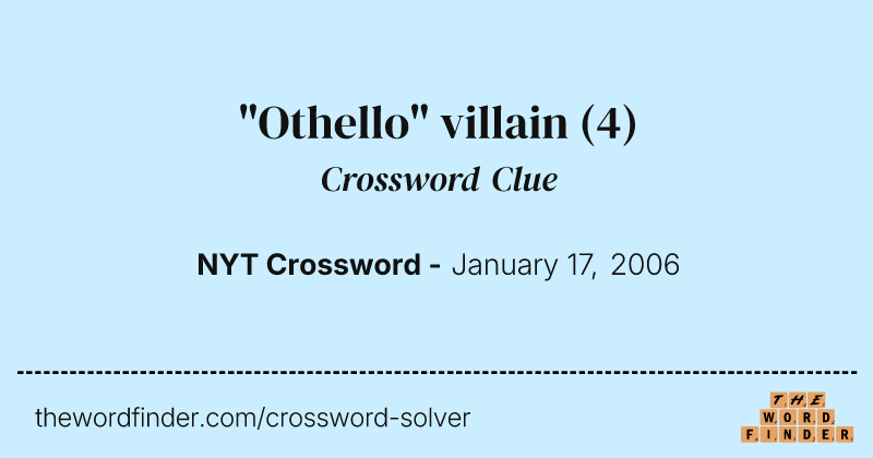 "Othello" villain crossword clue image