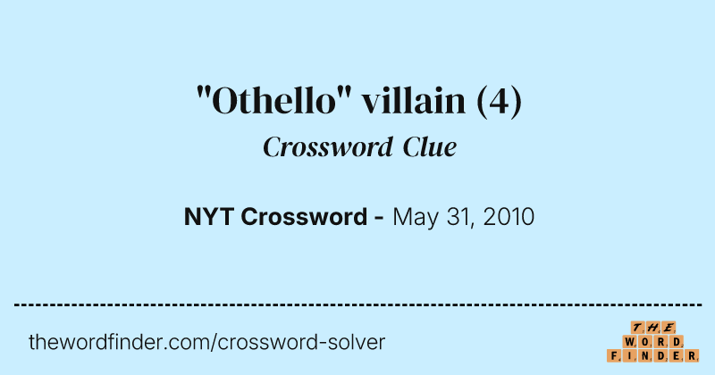 "Othello" villain crossword clue image