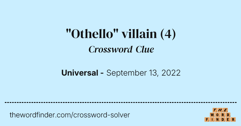 "Othello" villain crossword clue image