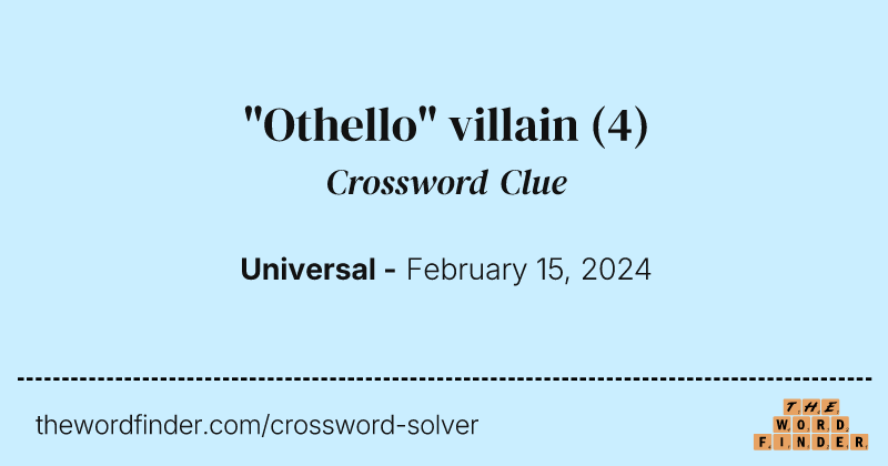 "Othello" villain crossword clue image