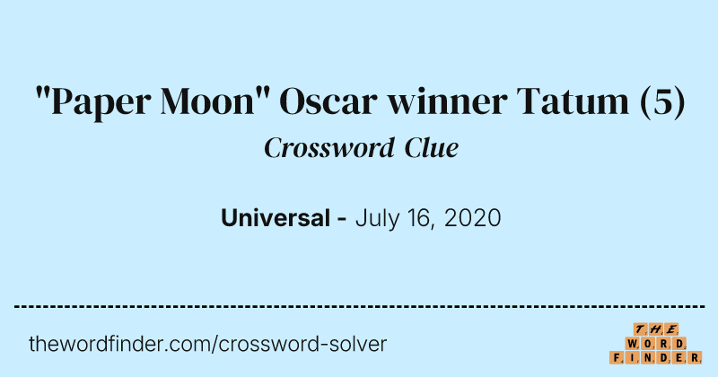 "Paper Moon" Oscar winner Tatum crossword clue image